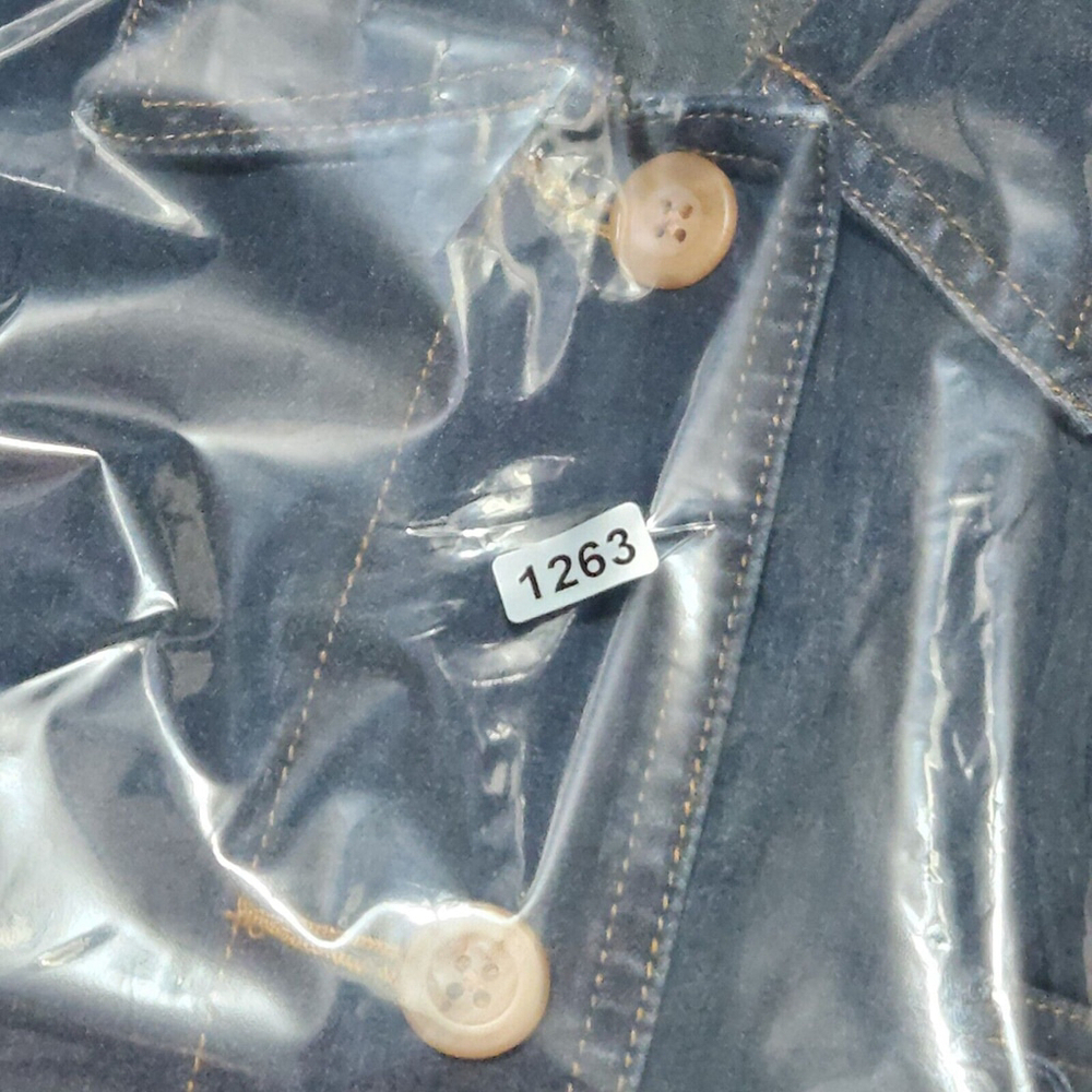 Denim Jacket Knit Long Sleeves Buttons Eclectic Bohemian Retro Thick Stitch L - Picture 12 of 12